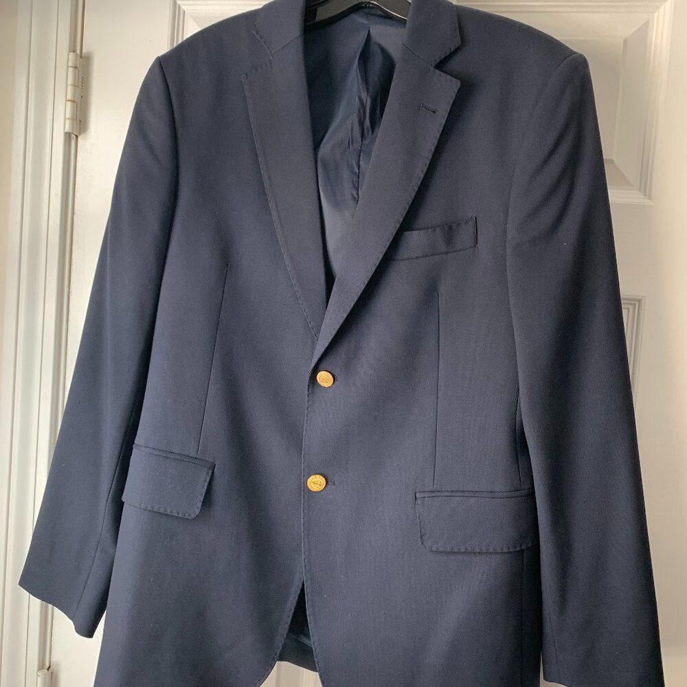 Vineyard Vines Navy Blue Two-Button Sport Coat with Gold Buttons